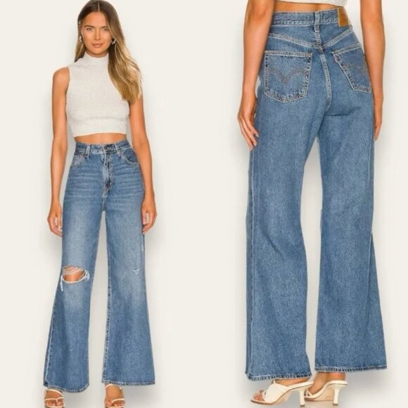 Women's Blue High-Waisted Jeans - Picture 1 of 10